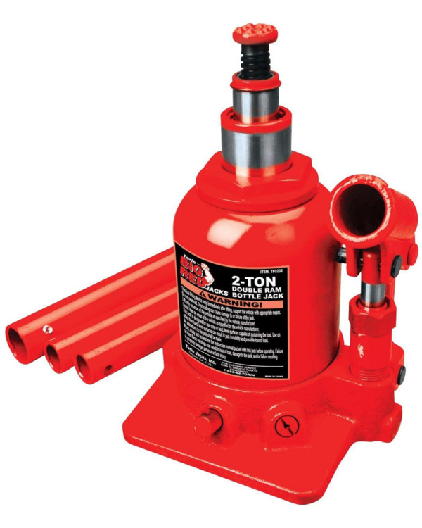 Домкрат гидравлический двухштоковый 2т 150-370 мм низкопрофильный TORIN TF0202