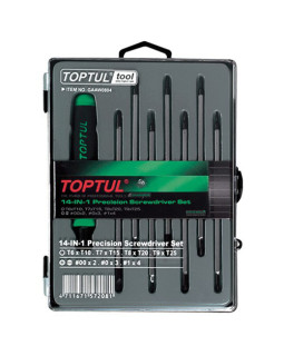 Набор отверток для точных работ 14 в 1 TOPTUL (T5-T20,PH,SL) GAAW0804