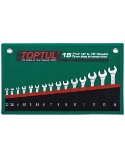Набор ключей рожковых TOPTUL 15 шт. 3,2-14мм 15°х75° GRAJ1501