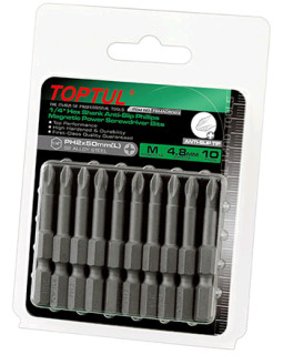Набор бит для шуруповертов магнитных 10шт TOPTUL 1/4 Набор бит для шуруповертов магнитных 10шт TOPTUL 1/4