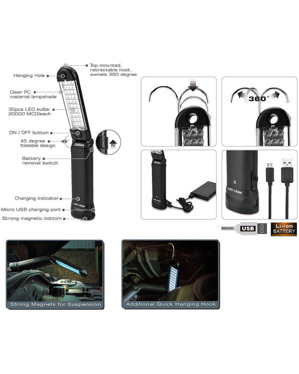 Ліхтар світлодіодний (Micro USB 5V) TOPTUL JJAT0105