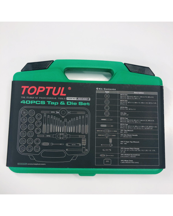 Набор резьбонарезного инструмента TOPTUL 40 ед. М3-М12 JGAI4001
