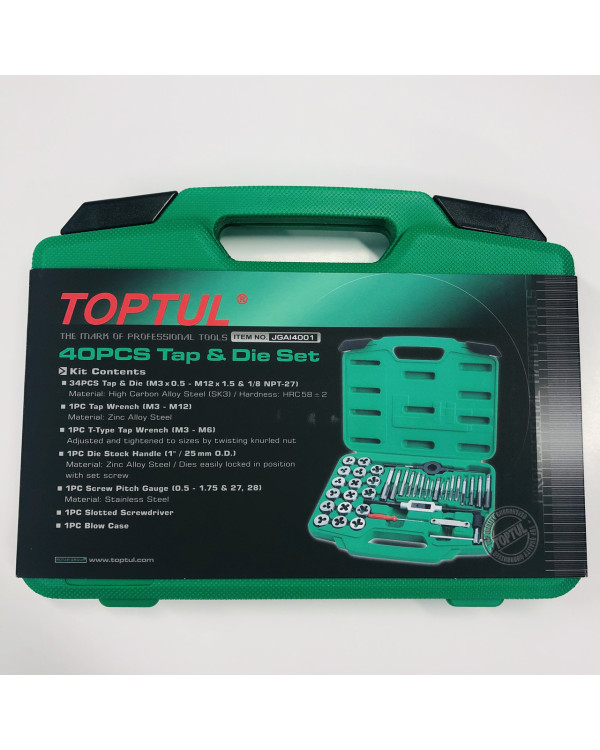 Набор резьбонарезного инструмента TOPTUL 40 ед. М3-М12 JGAI4001