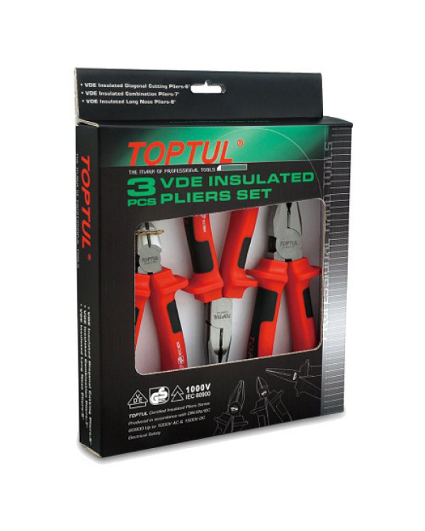 Плоскогубцы диэлектрические 1000V TOPTUL набор 3ед. GAAE0301