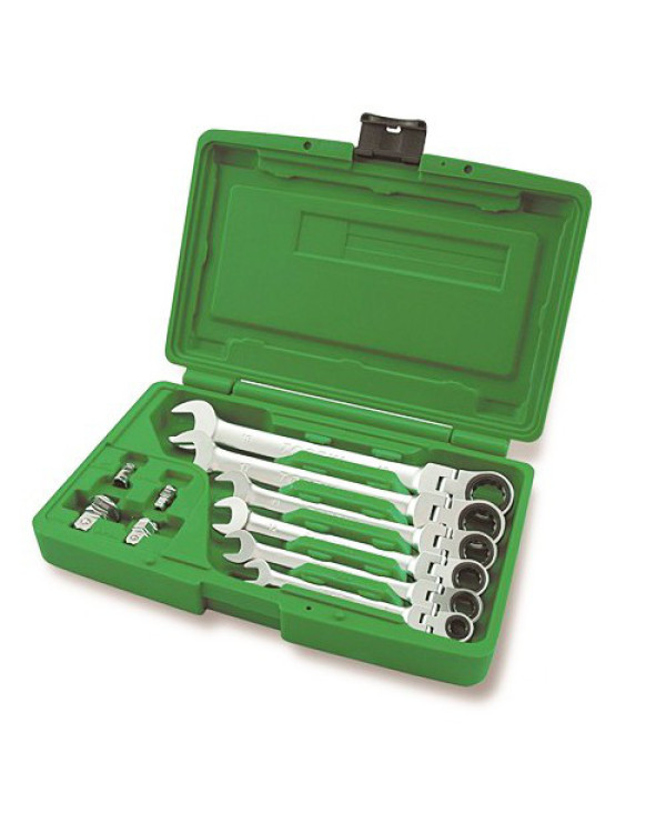 Набор ключей трещоточных комбинированных с шарниром TOPTUL 8-19мм + переходники GAAI1003