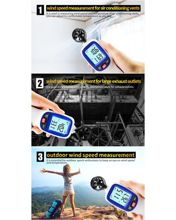 Анемометр крыльчатый Bluetooth 0,3-30 м/с, -10-45°C WINTACT WT82B