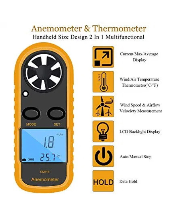 Цифровий анемометр 0,1-30м/с, -10-45°C BENETECH GM816