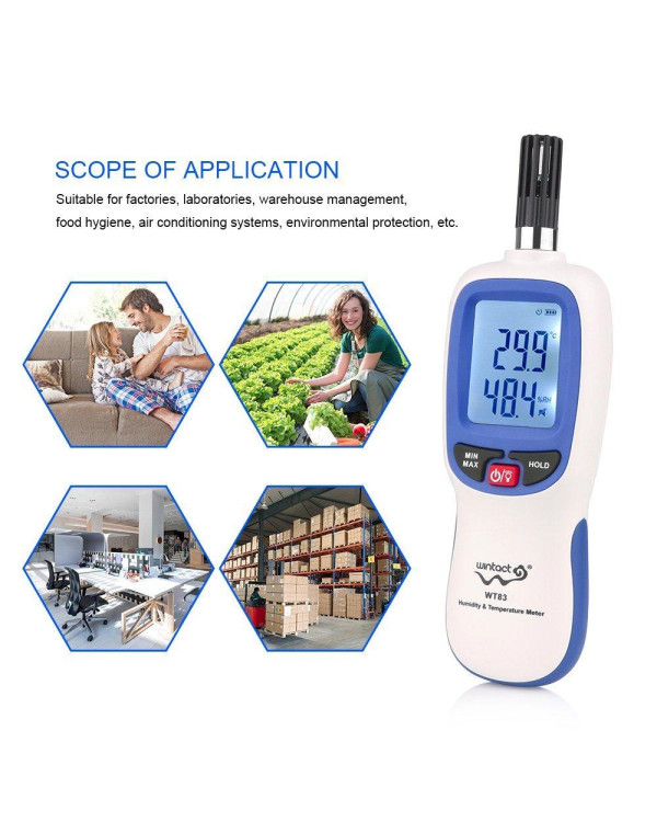 Термогігрометр цифровий Bluetooth 0-100%, -20-70°C WINTACT WT83B