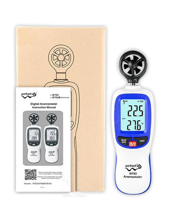 Цифровий анемометр крильчатий 0,3-30м/с, -10-45°C WINTACT WT82