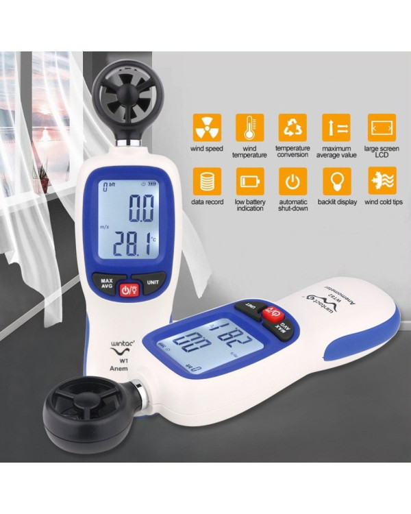 Цифровий анемометр крильчатий 0,3-30м/с, -10-45°C WINTACT WT82