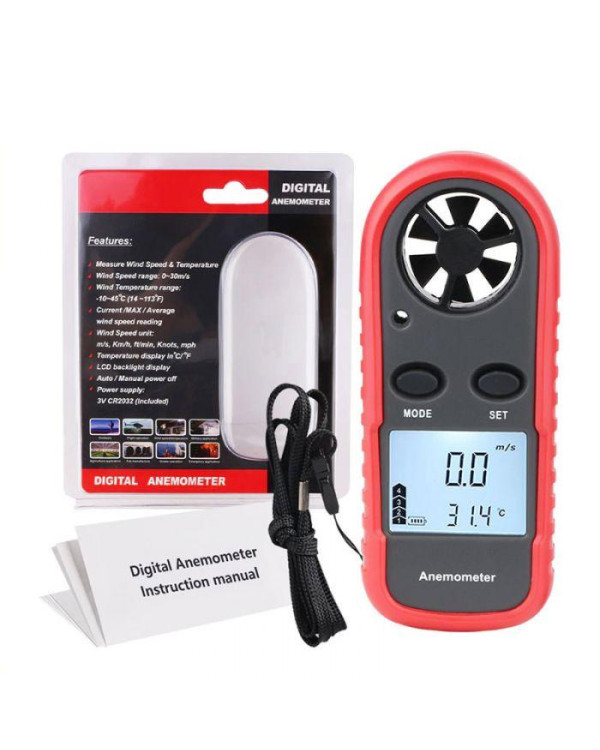 Анемометр цифровий 0,1-30м/с, -10-45°C WINTACT WT816
