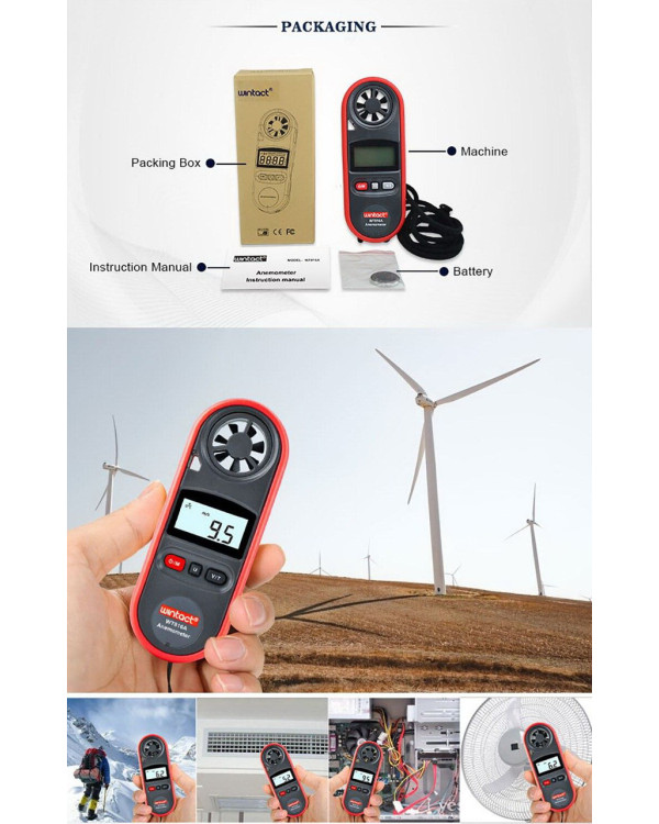 Анемометр цифровой 0,7-30м/с, -10-45°C WINTACT WT816A