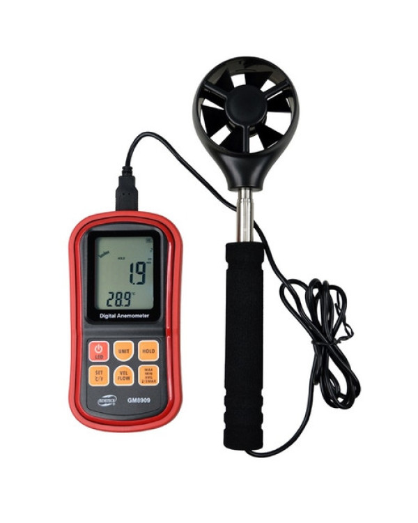 Анемометр (измеритель потока воздуха) 0,3-45м/с, 0-45°C BENETECH GM8909