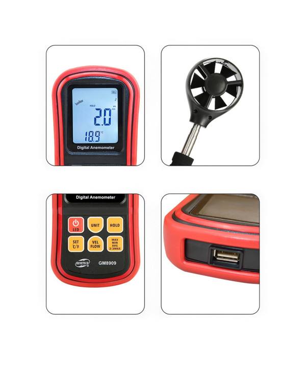 Анемометр (измеритель потока воздуха) 0,3-45м/с, 0-45°C BENETECH GM8909