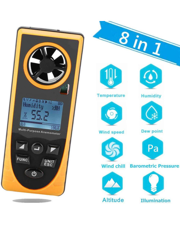 Многофункциональный анемометр-метеостанция 0,7-30м/с, -20-60°C BENETECH GM8910 Многофункциональный анемометр-метеостанция 0,7-30м/с, -20-60°C BENETECH GM8910
