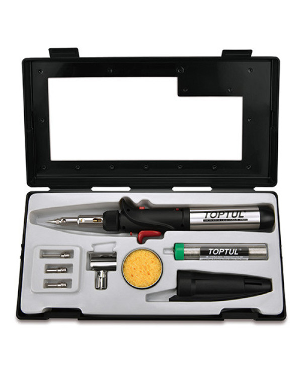 Паяльник газовый 150W с комплектом насадок 8ед. TOPTUL EGAE0801