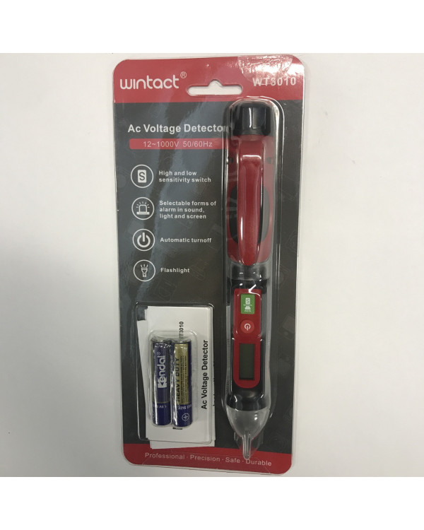 Тестер напряжения бесконтактный (12-1000V / 50/60Hz) со световой и звуковой индикацией WINTACT WT3010