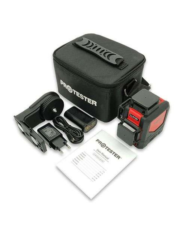 Лазерний рівень 3D, 3x360° (H360/2xV360, червоний промінь) PROTESTER LL412R Лазерний рівень 3D, 3x360° (H360/2xV360, червоний промінь) PROTESTER LL412R